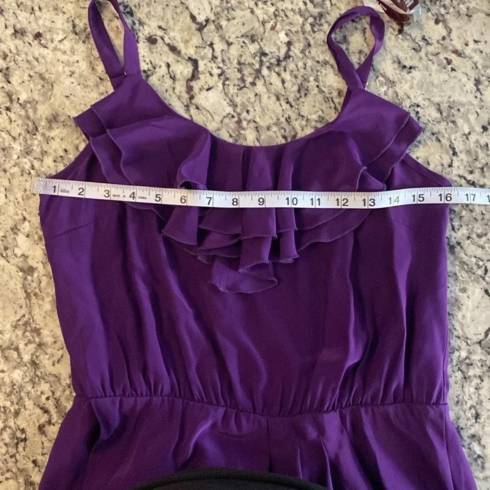 Amanda Uprichard Purple Silk Ruffle Blouson Tank Dress Medium M XX13